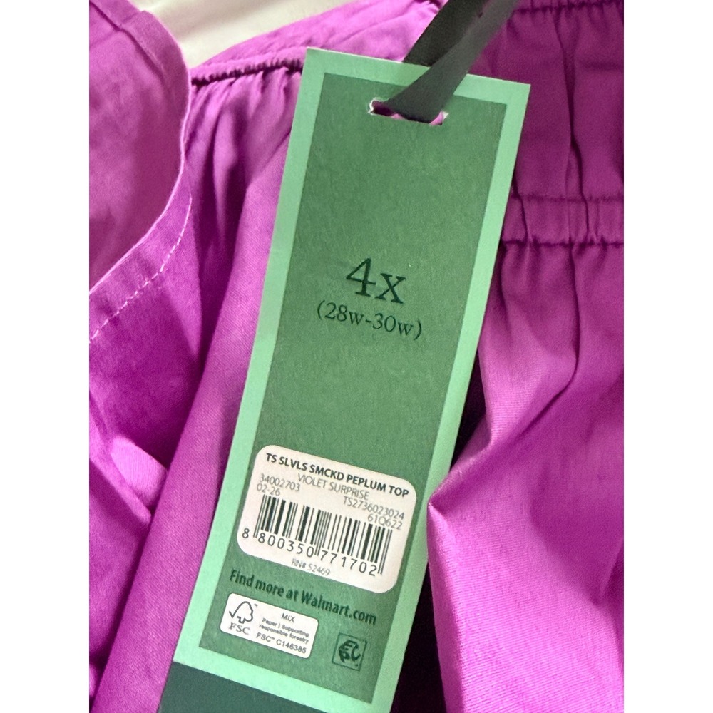 Women Peplum Tank Top 4X Purple Smocked Cotton Boho Business Casual Y2K Cottage - Picture 10 of 11